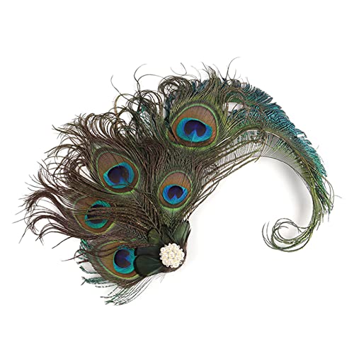 Haarnadel mit Pfauenfedern, Seitenclip, 1920er-Jahre-Fascinator, Pfauenfeder-Haarspange für Damen, Pfauenfeder-Kopfschmuck, Pfauenfeder-Fascinator, Haarspange von Fahoujs