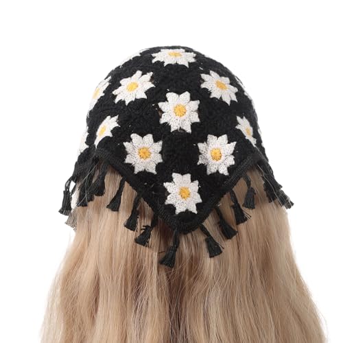 Häkelhaartuch, Haarband für Damen, Kopftuch, Blume, Halstücher, Bandanas, weibliches Kopftuch, Haarband für kurzes Haar von Fahoujs