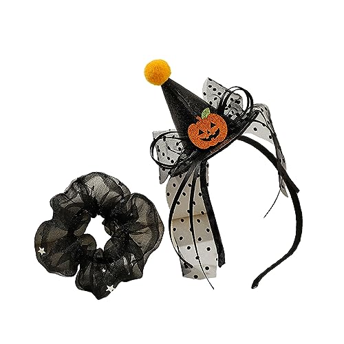 Halloween-Kopfschmuck, Haargummi, Stirnband, Kürbis-Glitzer, Haarband, starker Halt, Haarnadel für Mädchen von Fahoujs