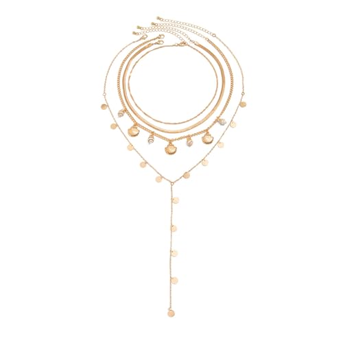 Heiße Tag Muschel Perlen Chokers Halskette Set Stapelbare Goldfische Anhänger Schmuck Schlangekette Für Strandoutfits Trendy Dainty Fashion Statement von Fahoujs
