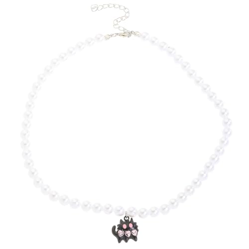 Imitation Perle Perle Perlen Halskette Raffinierte Neckkettenherz/Kreuz/Katzen Anhänger Charm Blavicle Schlüsselkette Für Frauen von Fahoujs
