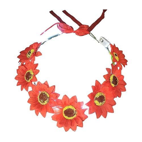 LED-Blumen-Stirnband, Bohemian-Stil, beleuchtet, Sonnenblumen-Haarband, Damen, Hochzeit, Party-Zubehör, leuchtende Blume, Kopfschmuck von Fahoujs