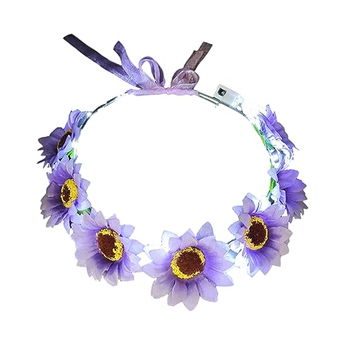 LED-Blumen-Stirnband, Bohemian-Stil, beleuchtet, Sonnenblumen-Haarband, Damen, Hochzeit, Party-Zubehör, leuchtende Blume, Kopfschmuck von Fahoujs