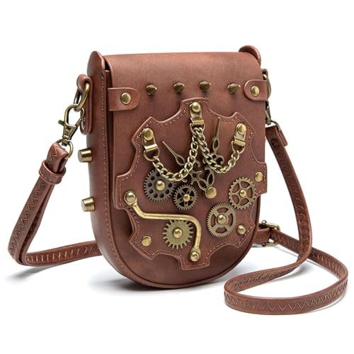 Leder Crossbody Tasche Für Frauen Punk Vintage Design Umhängetaschen Mit Verstellbarem Riemen Für Pendeln Und Partys von Fahoujs