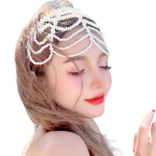 Luxuriöse Perlennetz Haarverzierung Stirnbandhaardekore Für Eleganz Und Komfort In Hochzeiten Oder Abendversammlungen von Fahoujs