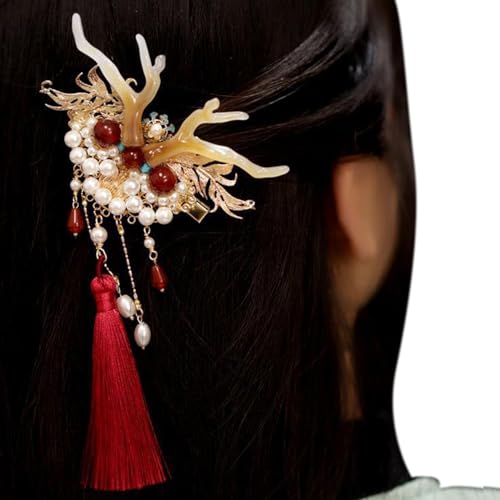 Mädchen-Haarspange, festliche Hornperlen, Drachenhorn, Haarnadel, zarter Kopfschmuck für Quasten für Kinder, Haarspangen, Festival-Haarspange von Fahoujs