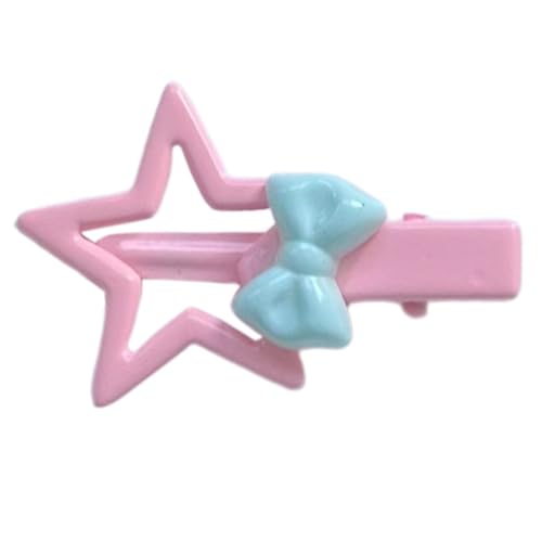 Mädchen-Haarspange Stern Haarnadel Y2K Pentagramm Kopfschmuck Haarschmuck Creme Stern Rosa Entenschnabel Clip Haarnadel Stern Haarspangen für dickes Haar von Fahoujs