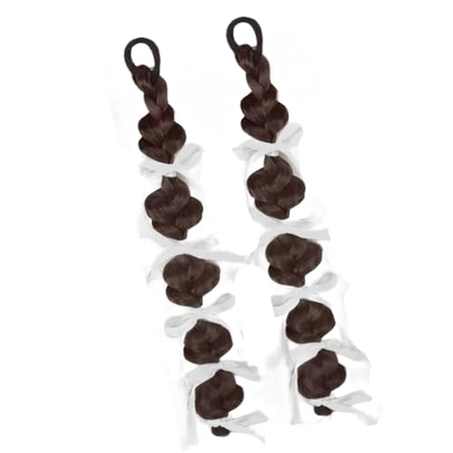 Mädchen Hairpiece Haarextensionen Ponytail Cosser Kopfbedeckung Chignons Zeigen Kleine Gesicht Vielseitige Lockige Perücken Tägliches Wear Ribbon Dekoriertes Synthetisches Haar Ponytail von Fahoujs