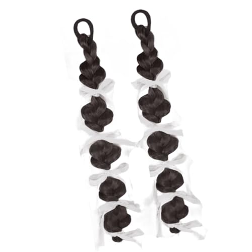 Mädchen Hairpiece Haarextensionen Ponytail Cosser Kopfbedeckung Chignons Zeigen Kleine Gesicht Vielseitige Lockige Perücken Tägliches Wear Ribbon Dekoriertes Synthetisches Haar Ponytail von Fahoujs