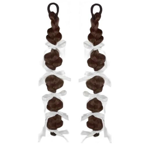 Mädchen Hairpiece Haarextensionen Ponytail Cosser Kopfbedeckung Chignons Zeigen Kleine Gesicht Vielseitige Lockige Perücken Tägliches Wear Ribbon Dekoriertes Synthetisches Haar Ponytail von Fahoujs