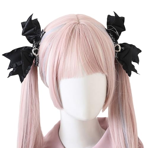 Maid Wing Haarspangen Gothic Bowknot Seitenclip Cosplay Party Punk Pferdeschwanz Halter Mädchen Thema Party Kopf Ornament Punk Haarspangen von Fahoujs