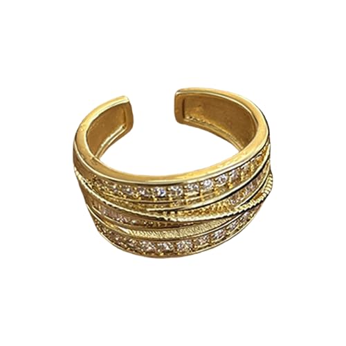 Mehrzweckgold Silberringe Set Für Frauen 14K Gold Plattiert Mit Zirkonia Für Modeschmuck Open Designs von Fahoujs