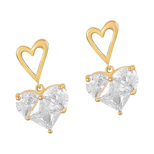 Mode Zirkon Herzohrringe Aus Robusten Legierungsmaterialien Für Alltägliche Elegante Und Uniues Stile Tragen Bequeme Ohrringe von Fahoujs