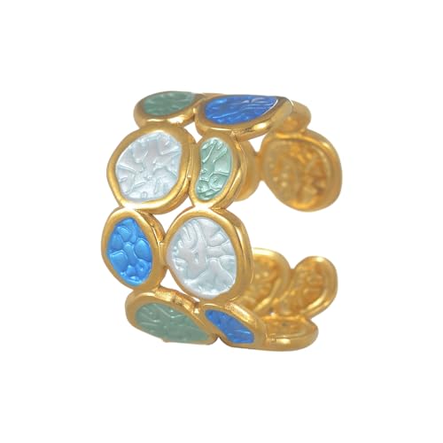 Moderne Unregelmäßige Doppelkreise Ringe Verstellbare Designs Edelstahlschmuck Für Frauen Lässige Oder Formelle Anlässe Hochglänzende Finish Unregelmäßiger Designring von Fahoujs