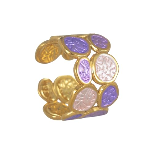 Moderne Unregelmäßige Doppelkreise Ringe Verstellbare Designs Edelstahlschmuck Für Frauen Lässige Oder Formelle Anlässe Hochglänzende Finish Unregelmäßiger Designring von Fahoujs