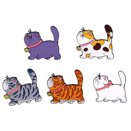 Packung 5 Niedlichkeit Katzen Brosche Schöne Tierstierstift Stylish Party Badge Legierung Textur Für Partykleid Und Präsentieren Bunte Katzen Brosche von Fahoujs