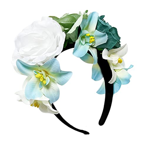 Rosen-Blumen-Haarband für Braut, Hochzeit, Haarreif, eleganter Kopfschmuck, Dame, Mädchen, Party, Haarschmuck, Blumen-Haarreif, Stirnband, Frauen-Kopfschmuck von Fahoujs