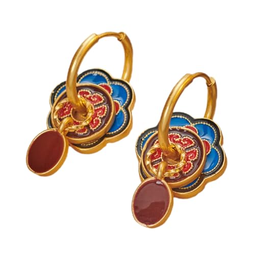 Stylische Ohrmanschette Neue Chinesische Stile Tropfende Ölohrringe Modische Ohrschnallen Vintage Accessoire Für Frauen Mädchen Unverwechselbare Weibliche Ornamente von Fahoujs