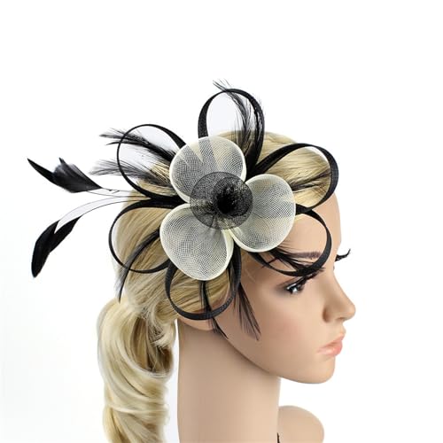 TeaParty Fascinator, Haarnadel, Cocktail-Federn, Haarspange für Damen, Netz, Blume, Kopfschmuck, elegant, Kirchen-Stirnband, Haar-Fascinator, Hochzeit, Haar-Accessoire, lässige Haardekoration von Fahoujs