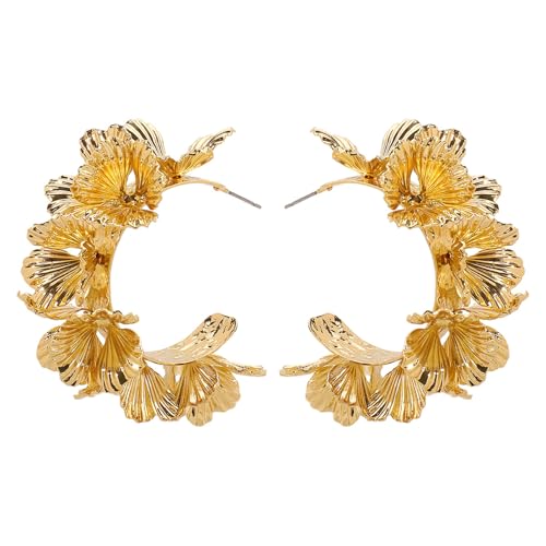 Übertriebener C Formblumenohrringe Mode Accessoire Für Frauen Tragbarer Gold Und Silber Reifen Bequemer Schmuck Moderne Frauen Ohrring von Fahoujs