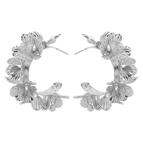 Übertriebener C Formblumenohrringe Mode Accessoire Für Frauen Tragbarer Gold Und Silber Reifen Bequemer Schmuck Moderne Frauen Ohrring von Fahoujs