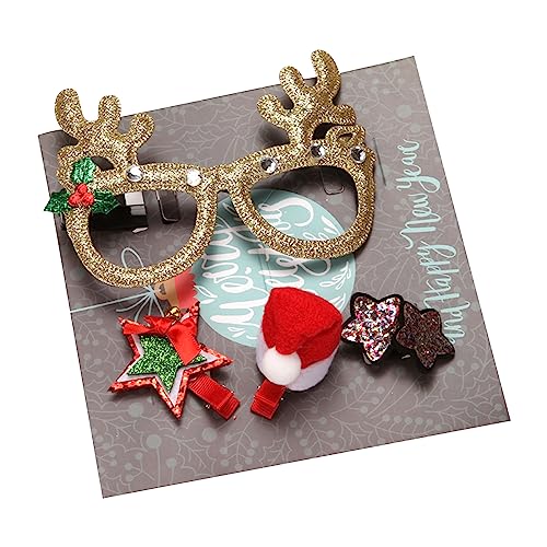 Weihnachts-Haarschmuck, Party-Haarnadel, Haarspangen-Set, Brillen, Bühnenauftritte, Kopfbedeckung, Festival, Partyzubehör, 4 Stück saisonale Brillenkollektion, Urlaubskopfbedeckung und Brillen von Fahoujs