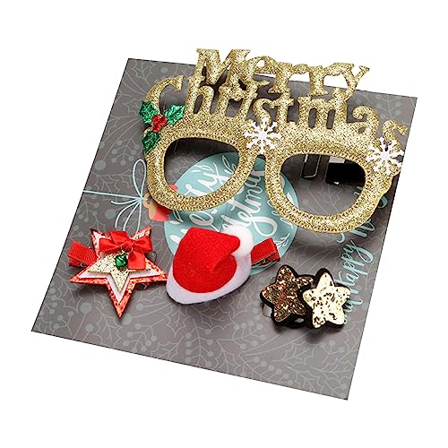 Weihnachts-Haarschmuck, Party-Haarnadel, Haarspangen-Set, Brillen, Bühnenauftritte, Kopfbedeckung, Festival, Partyzubehör, 4 Stück saisonale Brillenkollektion, Urlaubskopfbedeckung und Brillen von Fahoujs