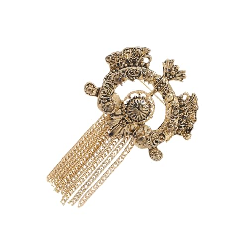 Zarte Scrollwork Leichtmetallstift Mit Baumelnden Kristallfransen Verzierung Quasten Brosche Vintage Coat Accessoires Handgefertigtes Filigran Quasten Pin von Fahoujs