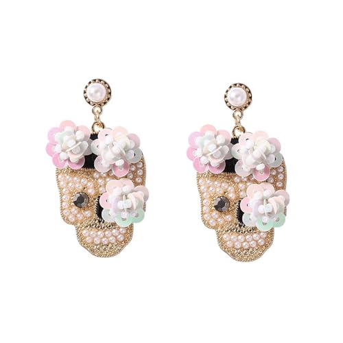 Zirkon Eingelegtes Schädel Studs Ohrringe Vielseitiges Schädelohr Mit Zirkon Geschmückt Und Für Verschiedene Gelegenheiten Jugendmodeohr Glitzern von Fahoujs