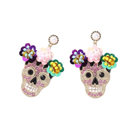 Zirkon Eingelegtes Schädel Studs Ohrringe Vielseitiges Schädelohr Mit Zirkon Geschmückt Und Für Verschiedene Gelegenheiten Jugendmodeohr Glitzern von Fahoujs