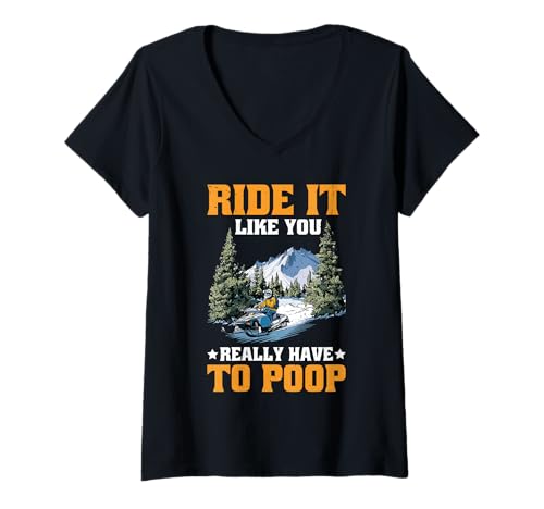 Damen Ride It Like You Really Have to Poop Fahrerrennen - T-Shirt mit V-Ausschnitt Damen Ride It Like You Really Have to Poop Fahrerrennen - T-Shirt mit V-Ausschnitt von Fahrer Rennfahrer Badezimmerwitze