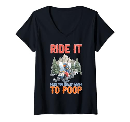 Damen Ride It Like You Really Have to Poop Fahrerrennen T-Shirt mit V-Ausschnitt Damen Ride It Like You Really Have to Poop Fahrerrennen T-Shirt mit V-Ausschnitt von Fahrer Rennfahrer Badezimmerwitze