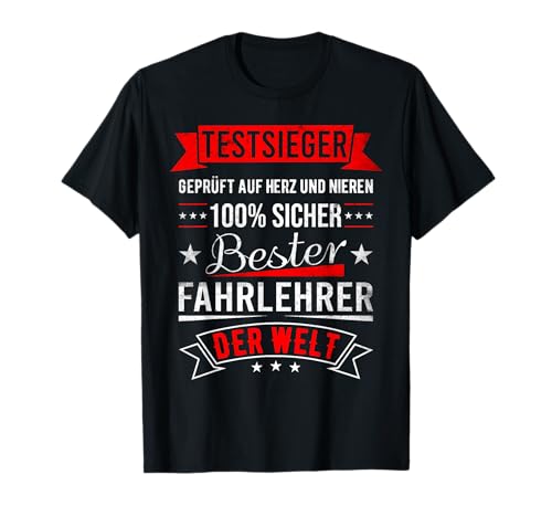 Herren Bester Fahrlehrer Der Welt 100% Sicher Fahrschule T-Shirt Herren Bester Fahrlehrer Der Welt 100% Sicher Fahrschule T-Shirt von Fahrlehrer Geschenkideen & Sprüche