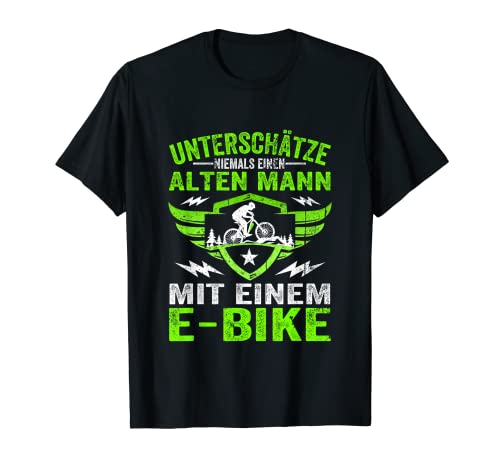 Herren Lustiger Radfahrer Spruch Radsportler Alter Mann E-Bike T-Shirt von Fahrrad, MTB, E-Bike Geschenke, Zubehör für Herren