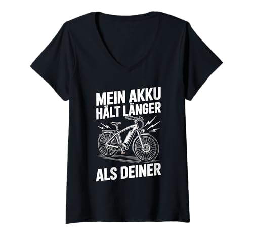 Damen Mein Akku Hält Länger Als Deiner Fahrrad T-Shirt mit V-Ausschnitt Damen Mein Akku Hält Länger Als Deiner Fahrrad T-Shirt mit V-Ausschnitt von Fahrrad E-Bike Abenteuer Outdoor Erlebnisse