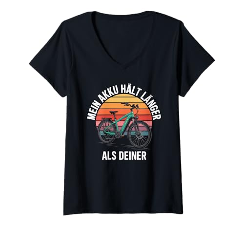 Damen Mein Akku Hält Länger Als Deiner Fahrrad T-Shirt mit V-Ausschnitt Damen Mein Akku Hält Länger Als Deiner Fahrrad T-Shirt mit V-Ausschnitt von Fahrrad E-Bike Abenteuer Outdoor Erlebnisse