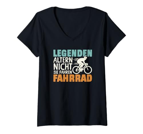 Damen Radfahrer Legenden altern Nicht Lustiges Fahrrad T-Shirt mit V-Ausschnitt Damen Radfahrer Legenden altern Nicht Lustiges Fahrrad T-Shirt mit V-Ausschnitt von Fahrrad Fahren Fahrradfahrer Geschenke Lustig