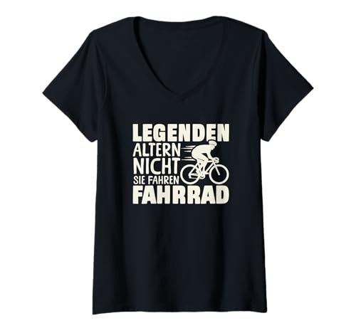Damen Radfahrer Legenden altern Nicht Lustiges Fahrrad T-Shirt mit V-Ausschnitt Damen Radfahrer Legenden altern Nicht Lustiges Fahrrad T-Shirt mit V-Ausschnitt von Fahrrad Fahren Fahrradfahrer Geschenke Lustig