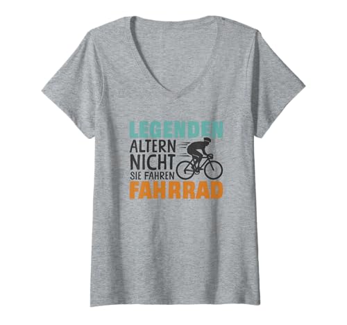 Damen Radfahrer Legenden altern Nicht Lustiges Fahrrad T-Shirt mit V-Ausschnitt Damen Radfahrer Legenden altern Nicht Lustiges Fahrrad T-Shirt mit V-Ausschnitt von Fahrrad Fahren Fahrradfahrer Geschenke Lustig