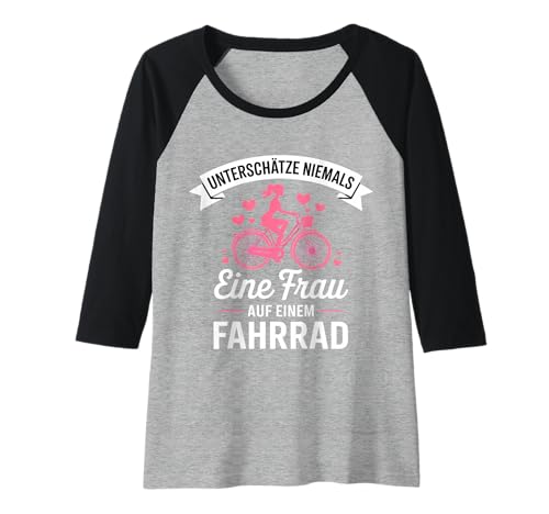 Damen Unterschätze Niemals Frau Auf Einem Fahrrad Fahren Raglan von Fahrrad Fahren Sport Fahrradfahrer Rad Fahren