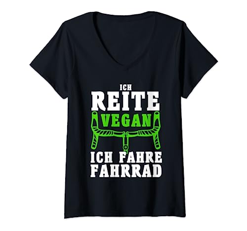 Damen Fahrradfahren ist veganes reiten T-Shirt mit V-Ausschnitt Damen Fahrradfahren ist veganes reiten T-Shirt mit V-Ausschnitt von Fahrrad Fahrradfahrer Designs