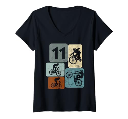 Damen 11 Jahre Jungs Radfahrer 11. Geburtstag Fahrrad Mountainbike T-Shirt mit V-Ausschnitt Damen 11 Jahre Jungs Radfahrer 11. Geburtstag Fahrrad Mountainbike T-Shirt mit V-Ausschnitt von Fahrrad Geburtstagsshirt Jungen & Mädchen Biken