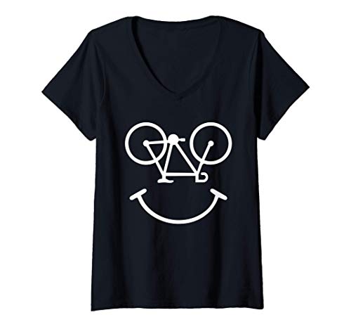Damen Fahrrad Gesicht Lachen T-Shirt mit V-Ausschnitt Damen Fahrrad Gesicht Lachen T-Shirt mit V-Ausschnitt von Fahrrad Geschenke
