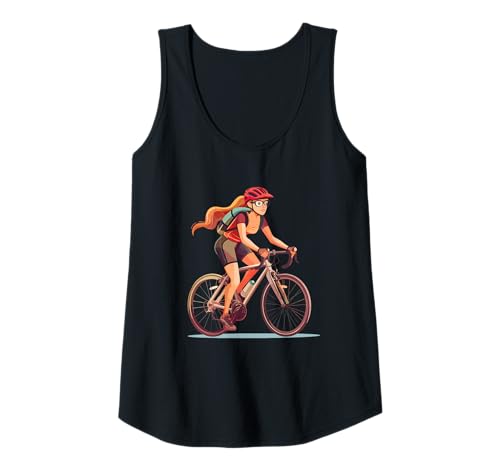 Damen Radfahrerin Comic Look Tank Top Damen Radfahrerin Comic Look Tank Top von Fahrrad Grafik T-Shirts für Mädchen