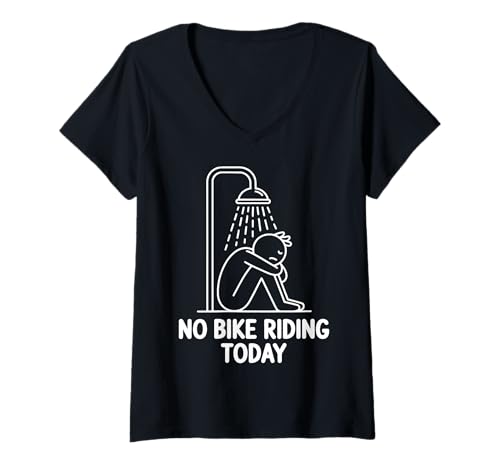 Damen No Bike Riding Today T-Shirt mit V-Ausschnitt Damen No Bike Riding Today T-Shirt mit V-Ausschnitt von Fahrrad Radfahrer Mountainbike