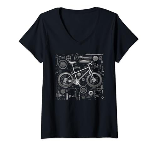 Damen Fahrrad | Radfahrer | Rad | Radfahren | BMX | MTB T-Shirt mit V-Ausschnitt von Fahrrad & Radfahrer Motive