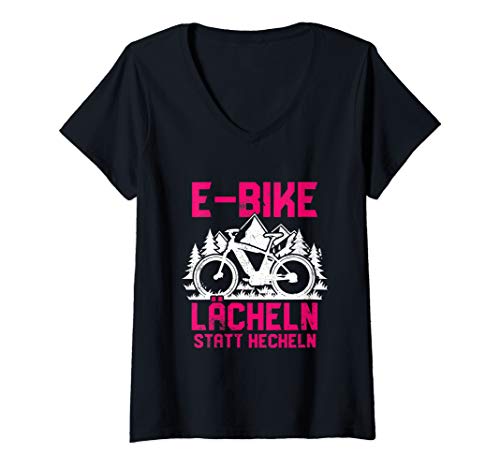 Damen "Lächeln statt hecheln" | Lustiger Spruch Fahrrad E-Bike T-Shirt mit V-Ausschnitt Damen "Lächeln statt hecheln" | Lustiger Spruch Fahrrad E-Bike T-Shirt mit V-Ausschnitt von Fahrradfahrer Fahrradmotiv Ebike Mountainbike