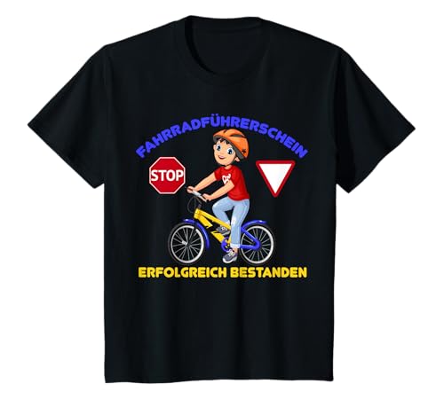 Kinder Jungen Fahrradführerschein erfolgreich bestanden Fahrrad T-Shirt von Fahrradprüfung Geschenk Fahrradführerschein