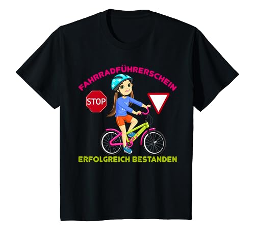 Kinder Mädchen Fahrradführerschein erfolgreich bestanden Fahrrad T-Shirt von Fahrradprüfung Geschenk Fahrradführerschein