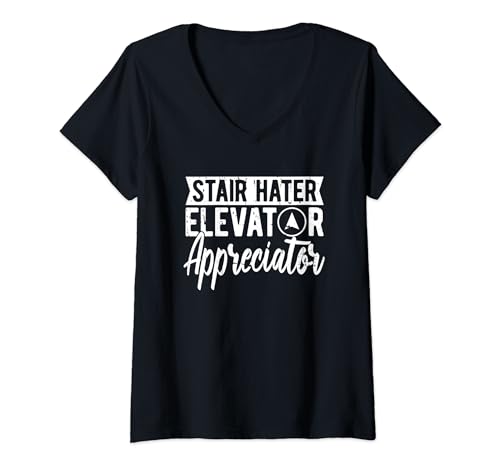 Damen Aufzug Lift Taste - Fahrstuhl T-Shirt mit V-Ausschnitt von Fahrstuhl Geschenke & Ideen